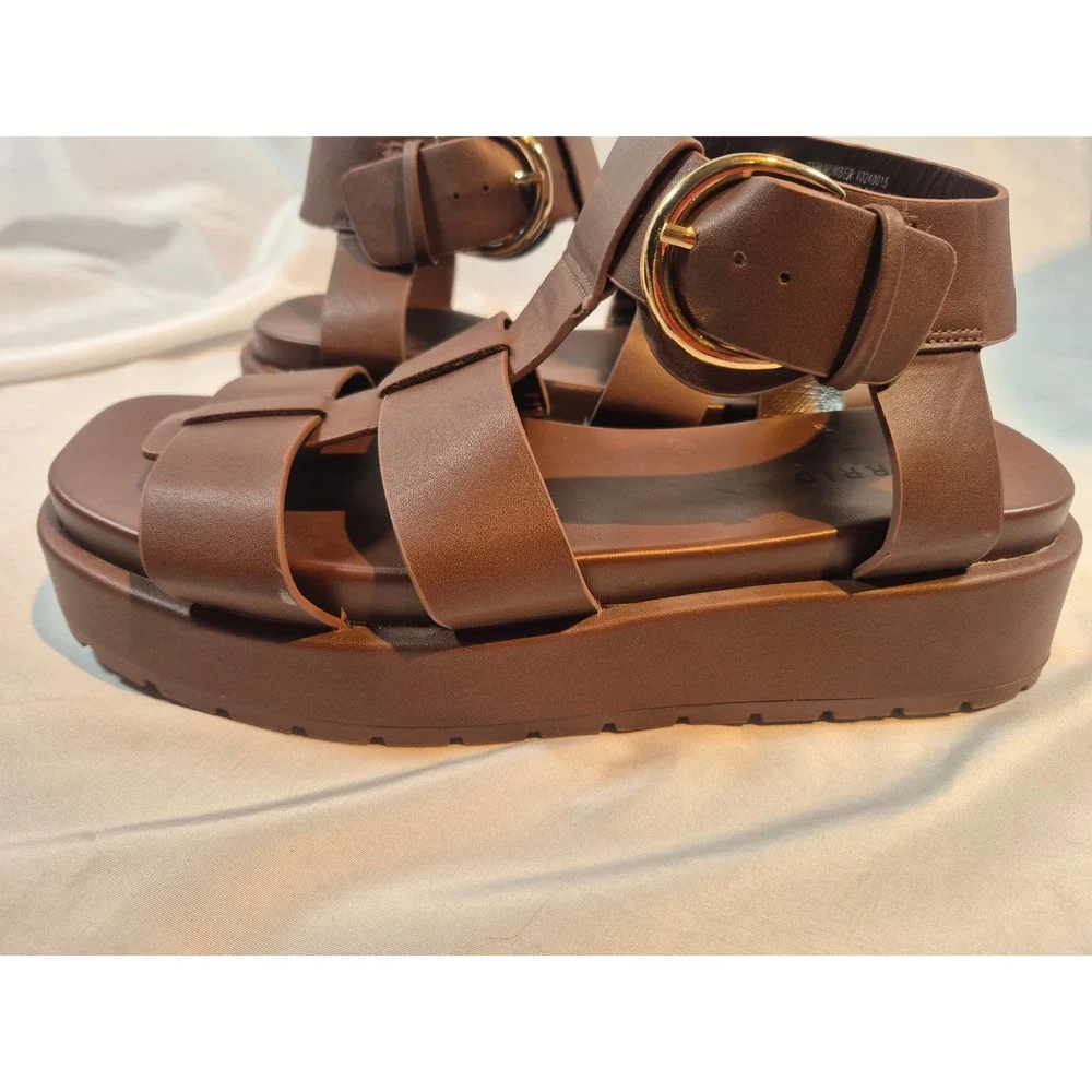 Torrid Dark Brown Gladiator Strappy Buckle Chunky Sandals US 9.5WW EU 39.5